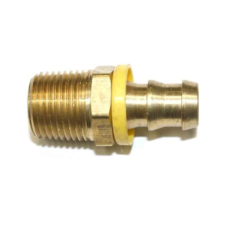 Easy Lock Brass Hose Fittings, Connectors, 1/2 Inch Push-Lock Barb X 1/2 Inch Male NPT End, PK 25